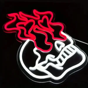 éclairez Votre Espace Avec Le Néon Flaming Skull Captivant!