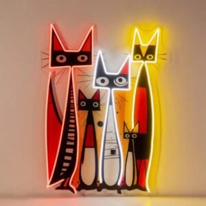 Néon Chats Uv : éclairez Votre Espace Avec Un Art Captivant !