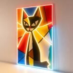 transformez votre espace avec notre tableau neon chat uv captivant 502 2