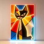 transformez votre espace avec notre tableau neon chat uv captivant 50cm 847 2