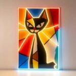 Transformez Votre Espace Avec Notre Tableau Néon Chat Uv Captivant !