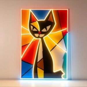 Transformez Votre Espace Avec Notre Tableau Néon Chat Uv Captivant !